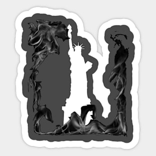 Statue Of Liberty In A Frame Of Fire (B/W) Sticker